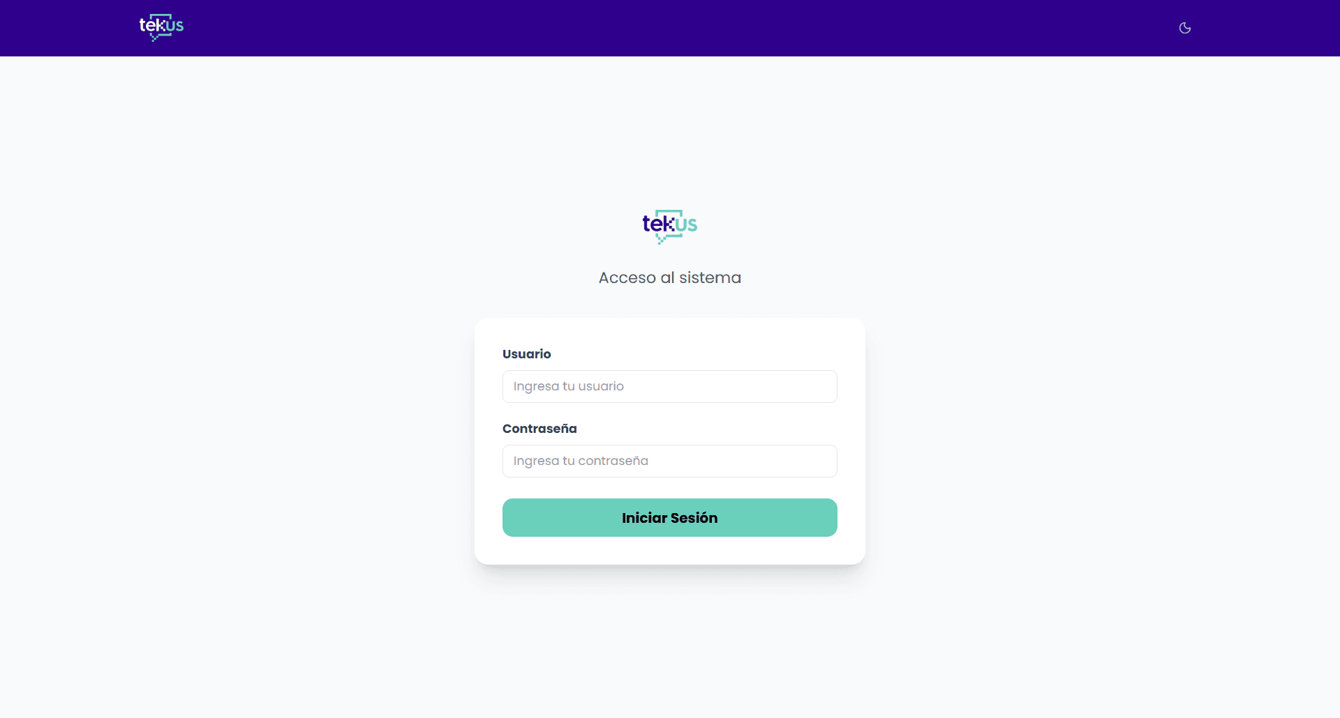 Pantalla de login del panel admin